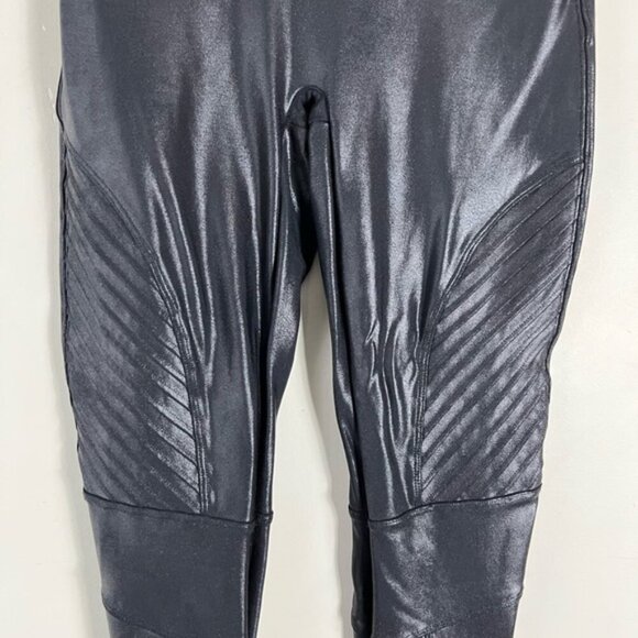 Spanx Faux Leather Moto Leggings Black Size Medium Shaping Waistband - Picture 7 of 14